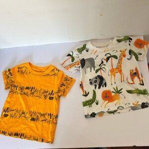 Kids Animal Print T-Shirt - 2- Piece White and Yellow 18 MONTHS